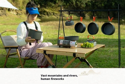 Foldable Outdoor Camping Cooking Utensils Set Pot Stove Fry Pan Saucepan Stove Storage Bag Adapter Accessories