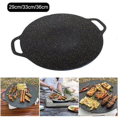 Oil Frying Baking Pan Non-stick Cooking Pans Round Griddle Grill Pan With Handle Outdoor Travel Camping Frying Pan BBQ Accessory