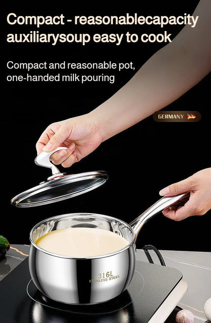 Stainless Steel Small Soup Pot Instant Noodle Cooking Pot for Induction Cooker Baby Foods Pot with Handle Kitchen Baking Tools