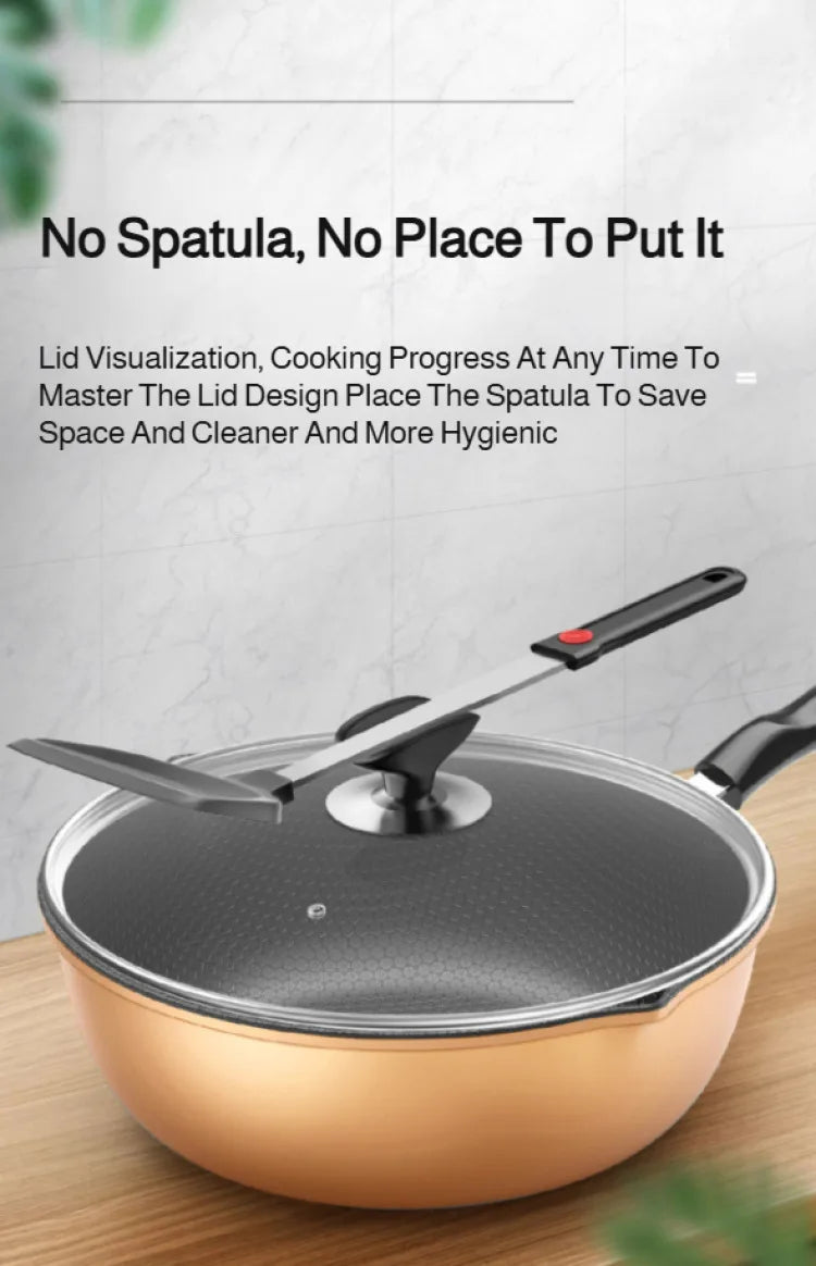【Non-Stick Frying Pan】Honeycomb Pattern Nonstick Wok - Multi-Functional Fry Pan for All Stoves, Scratch-Resistant Coating