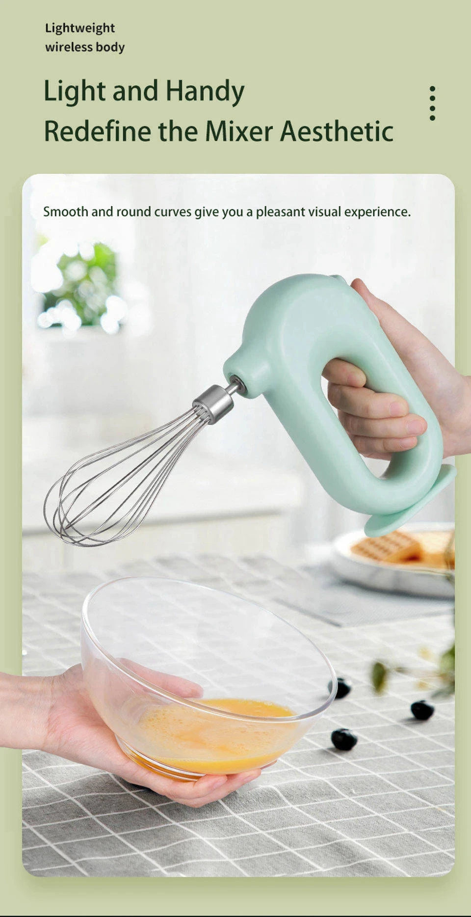Portable USB Rechargeable Handheld Mixer – Dual Head Stainless Steel Blender