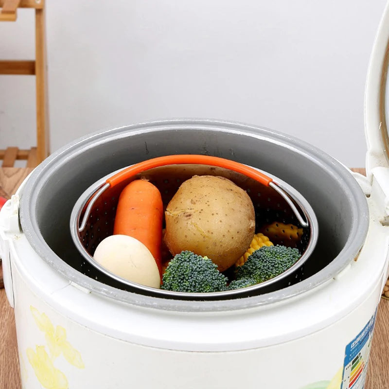 2-8L Stainless Steel Steamer Basket Instant Pot Accessories Instant Cooker with Silicone Covered Handle Draining Steam Basket