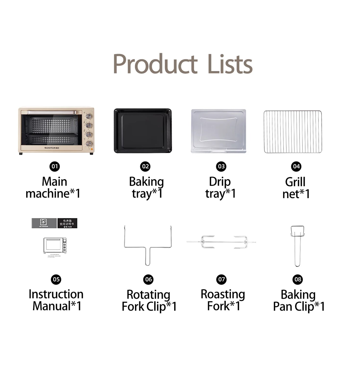 SUNATUR 2200w hot air circulation oven small commercial baking pizza toaster oven  60L Electric table oven household pastry oven