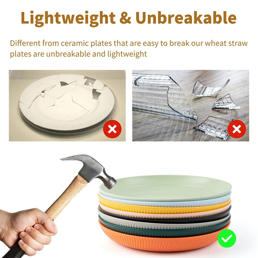 8-Piece Wheat Straw Dinner Plate Set