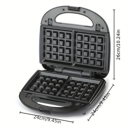 WNDSEVEN 3-in-1 Breakfast Machine | Toaster, Sandwich Maker & Waffle Grill