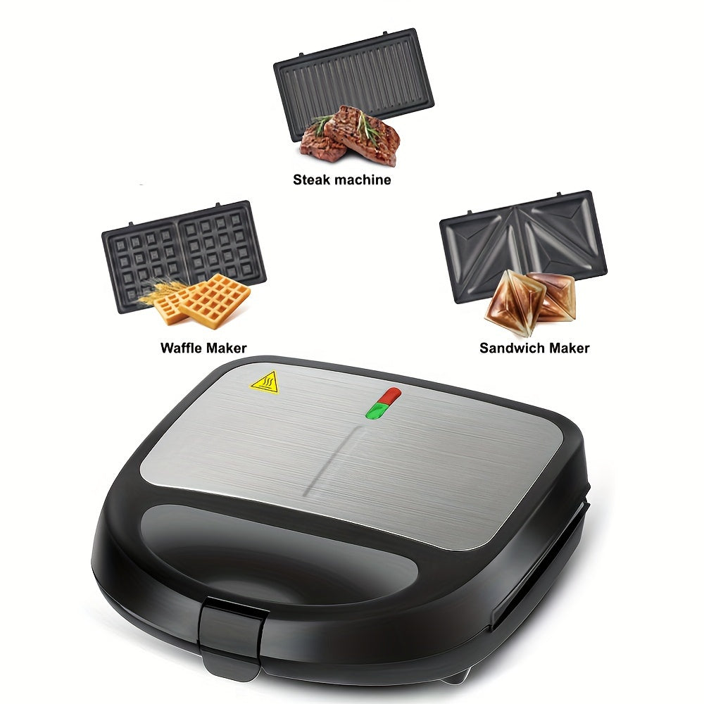WNDSEVEN 3-in-1 Breakfast Machine | Toaster, Sandwich Maker & Waffle Grill